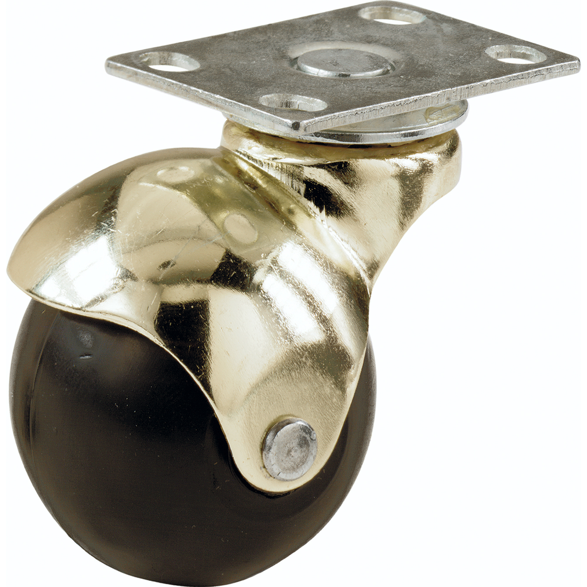 Shepherd Hardware Swivel Casters - 2in. Rubber Hooded Ball, Brass Plate Mount, 200-Lb. Capacity, 12 Pcs, Model# 9517